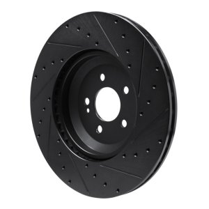 Mercedes-Benz E43 AMG Brake Rotor (1) - Rear Left - R1 Concepts - Drilled & Slotted - Black - `17-`23